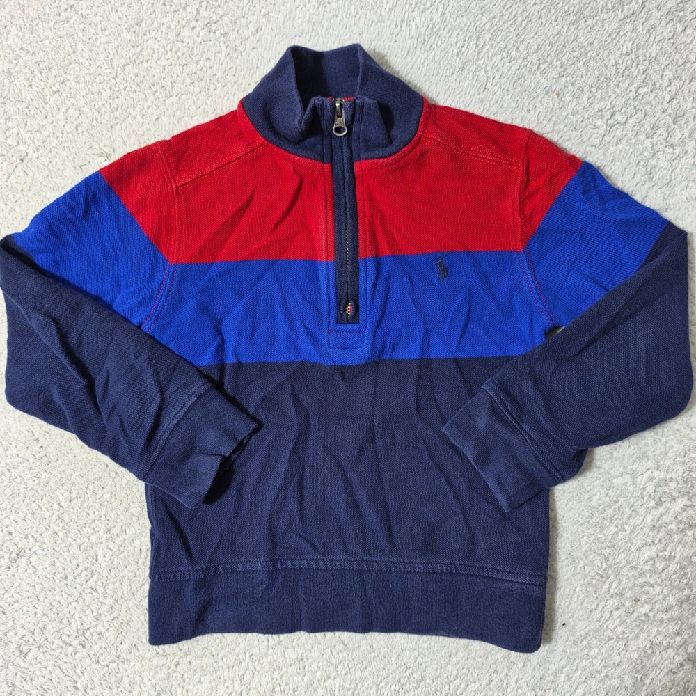 Polo‎ Ralph Lauren 1/4 Zip Pullover Boys 4T Multi Colorblock L/S Pique